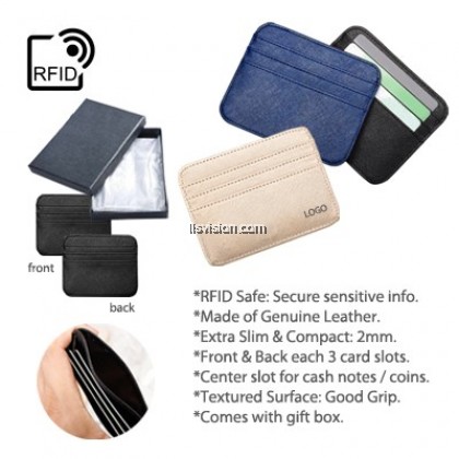 LLS RFID Safe 6 Slot Extra Slim G.Leather Travel Wallet